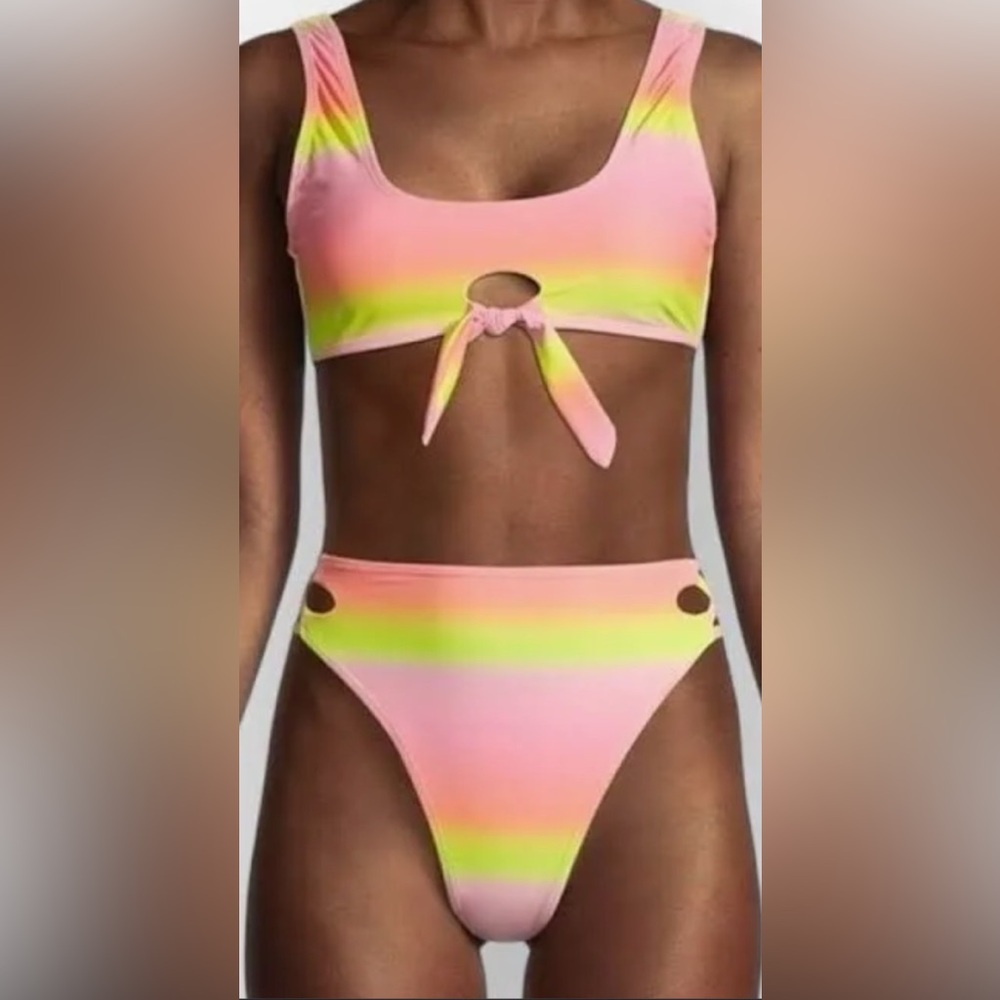NWT XOXO Vibrant ombré yellow and pink Bikini Set